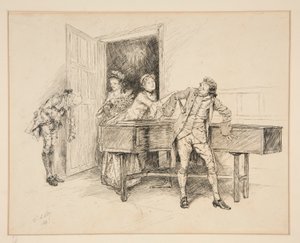 Nan et Piano, illustration pour Oliver Goldsmith - Edwin Austin Abbey