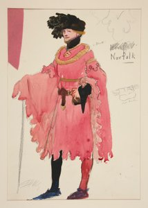 Norfolk, croquis de costume pour Henry Irving
