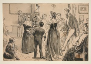 Fête dans une maison victorienne - illustration non identifiée