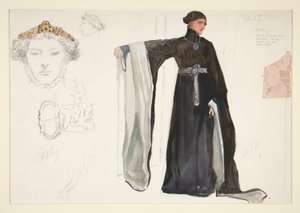 Richard II (en noir), croquis de costume pour Henry Irving
