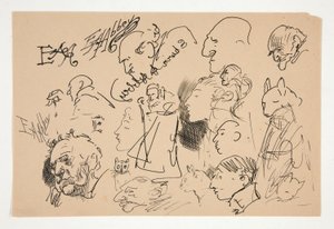 Feuille de croquis de têtes - Edwin Austin Abbey
