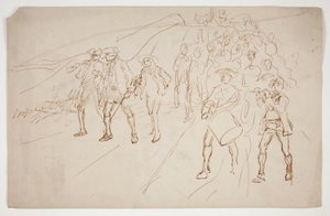Croquis de troupes de la guerre révolutionnaire, en marche