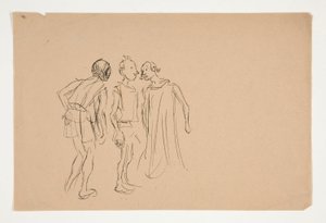 Croquis de trois hommes (étude pour 1937.1072?), de Merchant of Venice