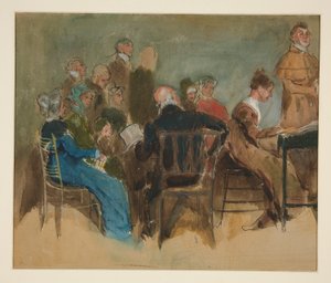 Croquis de femmes dans un intérieur - illustration non identifiée