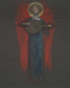 Étude, Ange avec instrument de musique - Edwin Austin Abbey