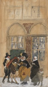 Étude de scène de figure en costume hollandais du XVIIe siècle, peut-être New Amsterdam