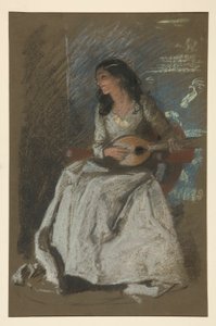 Étude de dame jouant du mandolin