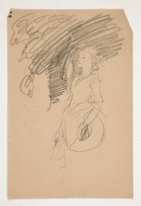 Étude de femme en costume du XVIIIe siècle tenant son chapeau - Edwin Austin Abbey