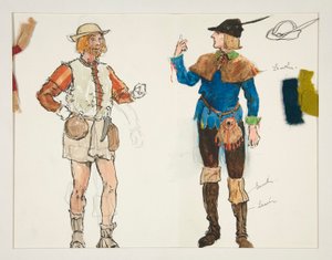 Deux hommes, croquis de costume pour Henry Irving