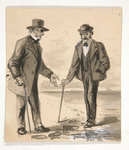 Deux hommes conversant sur le rivage - illustration non identifiée - Edwin Austin Abbey