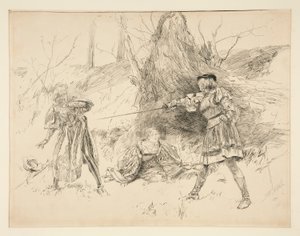 Valentine sauve Sylvia, Acte V, Scène iv, Les Deux Gentilshommes de Vérone - Edwin Austin Abbey