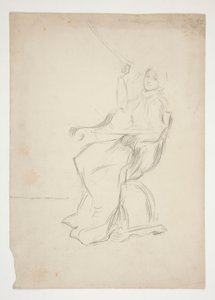 Femme assise sur une chaise (recto); Deux croquis architecturaux non identifiés (verso)