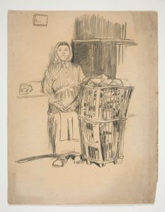 Femme avec panier à linge (?) - illustration non identifiée