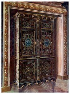 Armoire en ébène avec incrustations de laiton gravé et métal blanc, 1910 - Edwin Foley