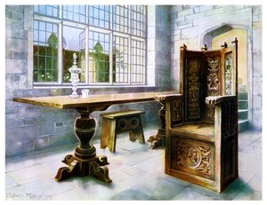 Table tréteau en chêne et chaise Mine Hosts, 1910