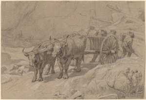 Bœufs et charrette à décharge
