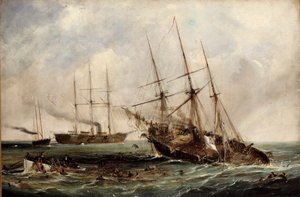 Destruction du vapeur confédéré Alabama par le cuirassé américain Kearsarge, 19 juin 1864