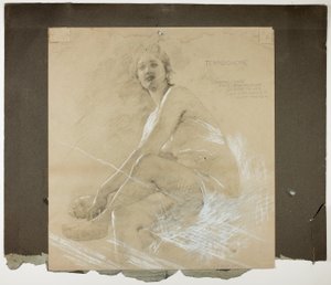 Terpsichore (recto), et Figure féminine dansante (verso), Études murales pour le plafond du salon, Résidence de Collis P. Huntington, maintenant Yale University Art Gallery - Edwin Howland Blashfield