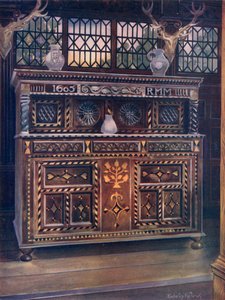 Buffet de cour en chêne sculpté et incrusté - Edwin John Foley