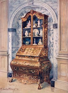 Bureau-cabinet en noyer incrusté