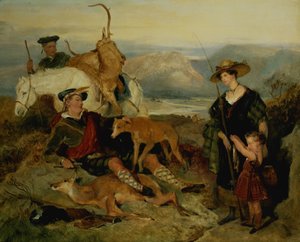 Chasse au cerf dans les Highlands, montrant la Duchesse de Bedford, le Duc de Gordon et Lord Alexander Russell