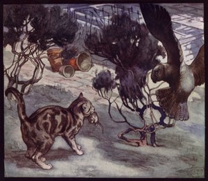 Chasseurs de souris rivaux, chats et hibou