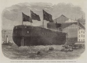 Lancement de la frégate blindée à vis de Sa Majesté Caledonia, 31 canons, à Woolwich, la semaine dernière - Edwin Weedon