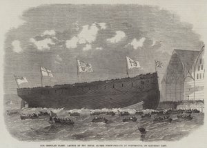 Notre flotte cuirassée, lancement de la frégate à vis Royal Alfred à Portsmouth, samedi dernier - Edwin Weedon