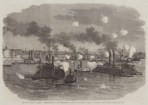 La guerre civile en Amérique, destruction de la flottille confédérée au large de Memphis