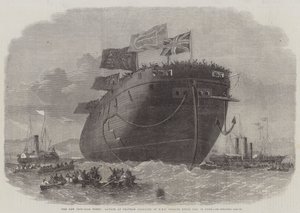 La nouvelle flotte blindée, lancement au chantier naval de Chatham du HMS Frigate Royal Oak, 50 canons - Edwin Weedon