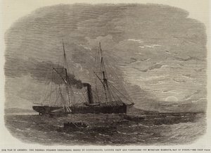 La guerre en Amérique, le vapeur fédéral Chesapeake, saisi par les confédérés, débarquant l