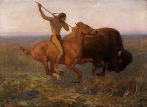 Indien chassant le bison, fin 19ème-début 20ème siècle - Edwin Willard Deming