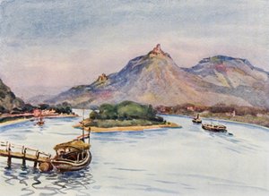 Le Rhin : Le Drachenfels et Nonnenwerth depuis Rolandseck