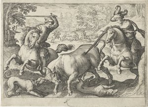 Paysage avec chasse aux taureaux - Egbert Jansz.