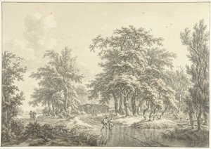 Paysage boisé avec quelques groupes de figures - Egbert van Drielst