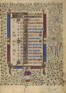Page du calendrier pour janvier ; Fêtes ; Verseau - Egerton Master