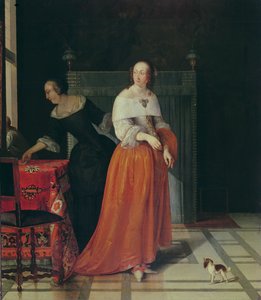Intérieur avec une dame et sa servante