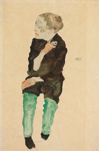 Garçon avec des bas verts, 1911 - Egon Schiele