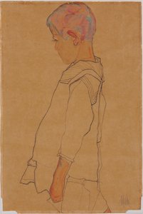 Enfant de profil tourné vers la gauche - Egon Schiele