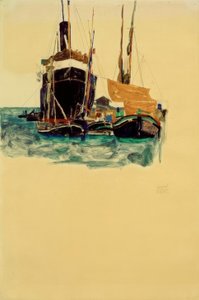 Vapeur et voiliers dans le port de Trieste
