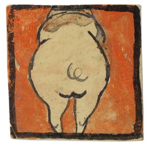 Entwurf für eine Wanddekoration im Atelier Wattmanngasse (Schwein von hinten?) - Egon Schiele