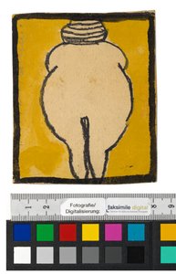 Entwurf für eine Wanddekoration im Atelier Wattmanngasse (Venus von Willendorf) - Egon Schiele