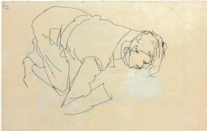 Erich Lederer de profil, main à la tête, 1912 - Egon Schiele