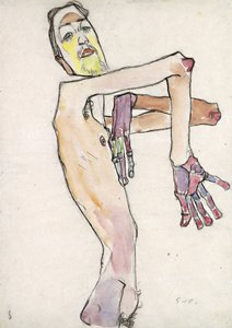 Erwin Dominik Osen (1891-1970) nu aux bras croisés par Schiele, Egon (1890-1918)