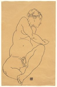 Nu féminin se penchant vers la gauche - Egon Schiele