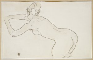 Femme nue agenouillée et se penchant vers la gauche, 1918