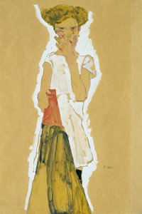 Fille debout en combinaison blanche - Egon Schiele