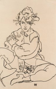 Fille assise les jambes écartées - Egon Schiele