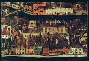 Krumau, République tchèque (peinture sur toile) - Egon Schiele