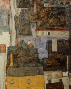 Krumau et der Moldau Krumau sur la rivière Vltava, République tchèque ... (huile sur toile) - Egon Schiele
